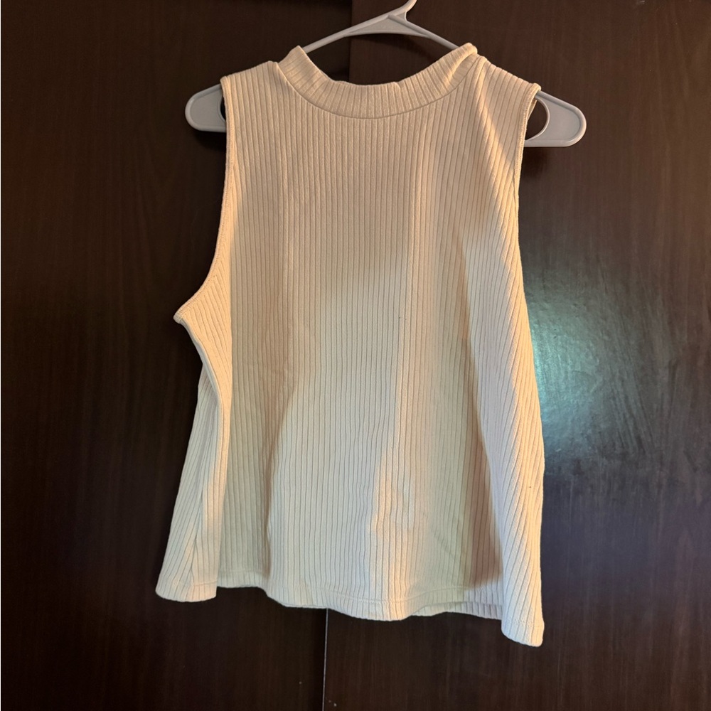 Old Navy Cream Ribbed Sleeveless Tank Top